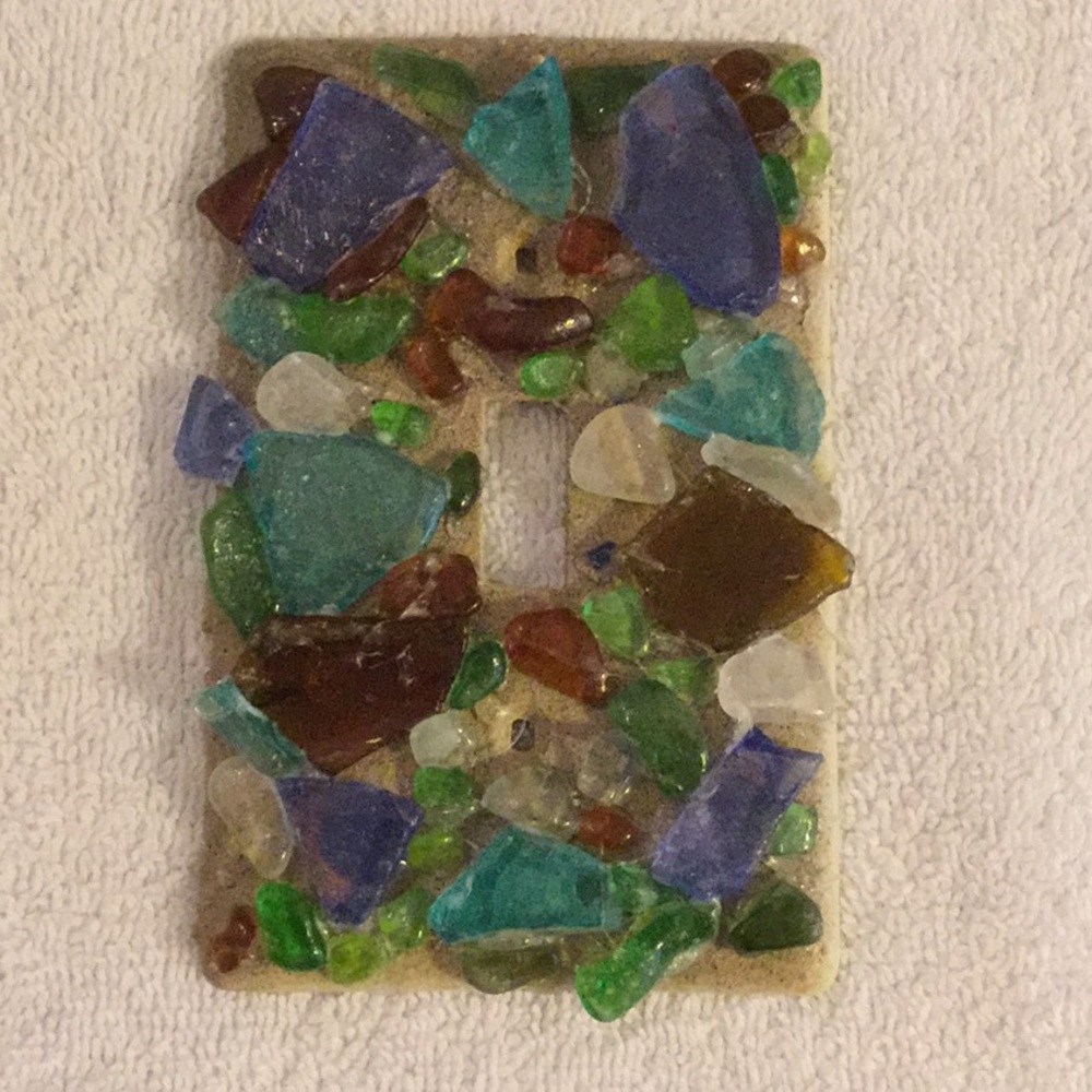 Sea glass and sea shell switch plates